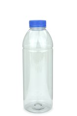 750 ml PET-Smoothie-Flasche transparent, Ø 75,0 mm, Verschluss blau