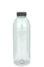 750 ml PET-Smoothie-Flasche transparent, Ø 75,0 mm, Verschluss schwarz