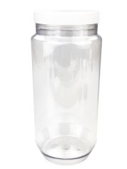 750 ml PET-Cylindrical Zylinderdose klar (70/400) – Deckel weiß, matt, EPE-Einlage