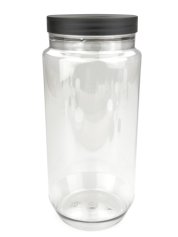 750 ml PET-Cylindrical Zylinderdose klar (70/400) – Deckel schwarz, matt, EPE-Einlage