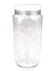 750 ml PET-Cylindrical Zylinderdose klar (70/400) – Deckel weiß, glänzend, EPE-Einlage