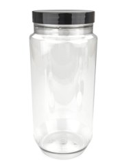 750 ml PET-Cylindrical Zylinderdose klar (70/400) – Deckel schwarz, glänzend, EPE-Einlage