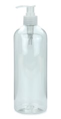 750 ml PET-Flasche transparent, Ø 76,0 mm, Seifenpumpe natur