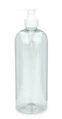 750 ml PET-Flasche transparent, Ø 76,0 mm, Seifenpumpe weiß