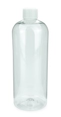 750 ml PET-Flasche transparent, Ø 76,0 mm, Schraubverschluss mit Spritzeinsatz weiß