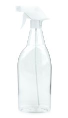750 ml PET-Flasche transparent, 95 × 55 mm, Trigger-Sprühpistole, Einzelmodus weiß, geriffelt